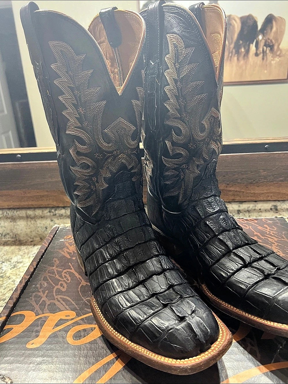 Lucchese Black Alligator Boots
